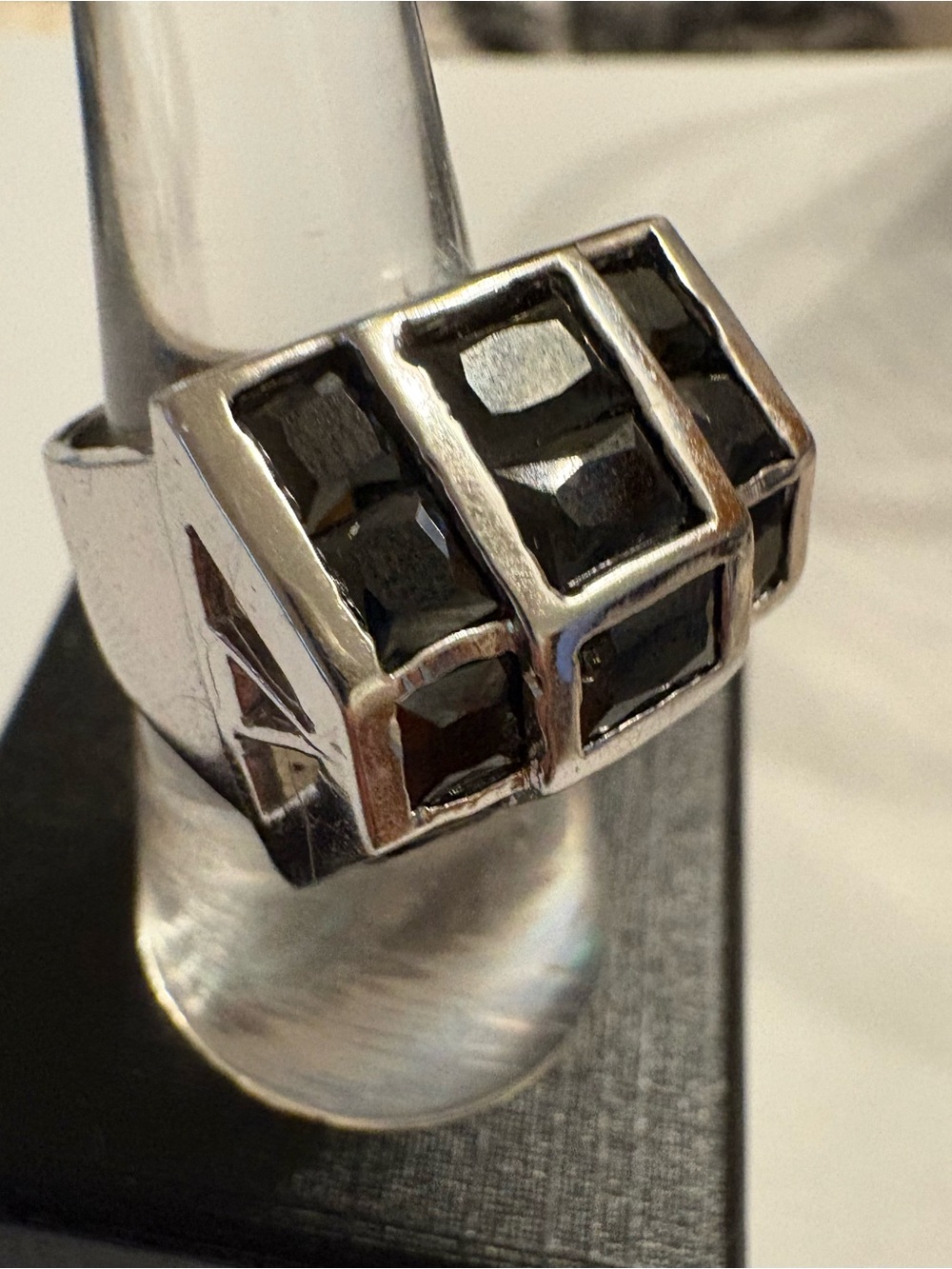 Dark Stones in Sterling Statement Ring